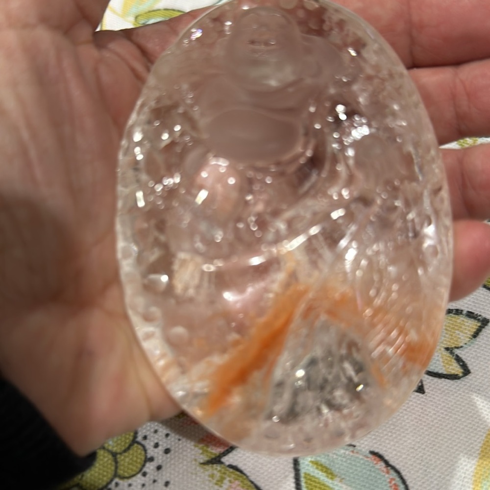 Rare Rabbit hair carved crystal quartz Buddha stone on stand - Picture 12 of 14